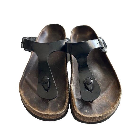 Birkenstock Gizeh Leather Thong Sandals‎ Women's 37/6 Black Patent - Picture 2 of 13